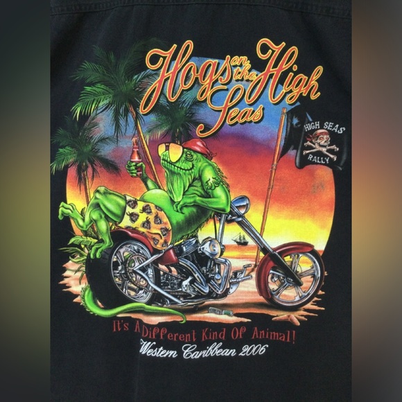 Vintage  ’Hogs on the High Sea” graphic t-shirt Medium - Picture 4 of 6